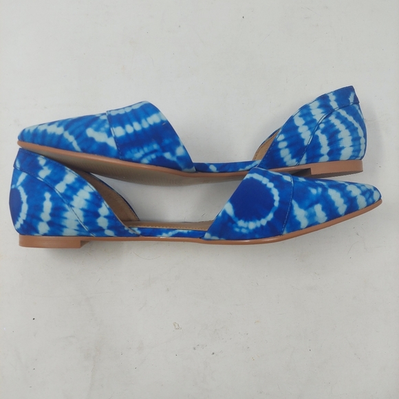 J Crew Blue White Tie Dye D'Orsay Flats Pointed Toe Bohemian Hippie Size 6 - Picture 4 of 9
